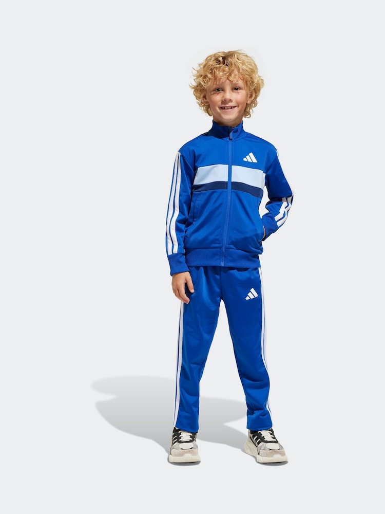 adidas Blue Essentials Tiberio 3-Stripes Little Kids Tracksuit - Image 1 of 9 adidas Blue Essentials Tiberio 3-Stripes Little Kids Tracksuit - Image 1 of 9
