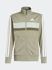 أخضر - adidas Seasonal Essentials Tiberio 3-Stripes Tricot Kids Tracksuit - صورة 8 من 9
