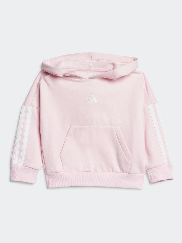 adidas Pink Infant Essentials 3 Stripes Tracksuit - Image 2 of 7