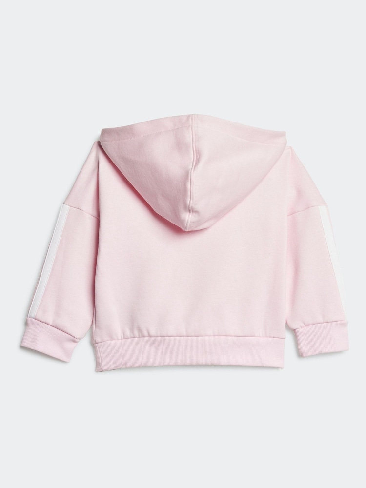 adidas Pink Infant Essentials 3 Stripes Tracksuit - Image 3 of 7