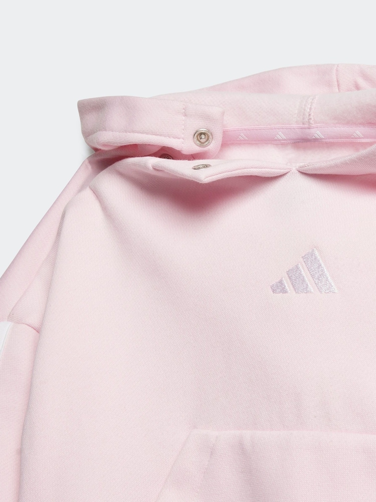 adidas Pink Infant Essentials 3 Stripes Tracksuit - Image 5 of 7