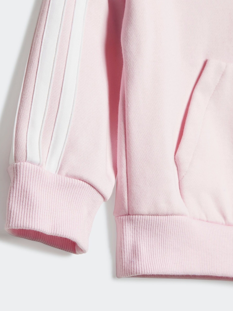adidas Pink Infant Essentials 3 Stripes Tracksuit - Image 6 of 7