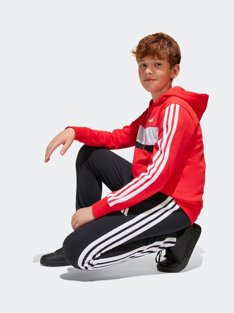adidas Red Seasonal Essentials Tiberio 3-Stripes Fleece Tracksuit Kids - Image 5 of 8