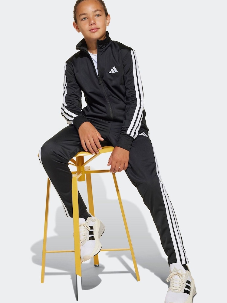 adidas Black 3 Stripe Tracksuit - Image 1 of 7