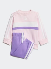 adidas Pink Infant Essentials Tiberio 3 Stripe Tracksuit - Image 1 of 7