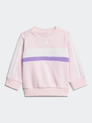 adidas Pink Infant Essentials Tiberio 3 Stripe Tracksuit - Image 2 of 7