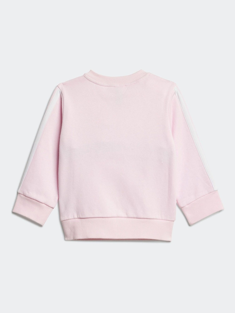 adidas Pink Infant Essentials Tiberio 3 Stripe Tracksuit - Image 3 of 7