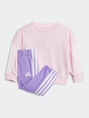 adidas Pink Essentials Infant 3 Stripe Tracksuit - Image 1 of 7