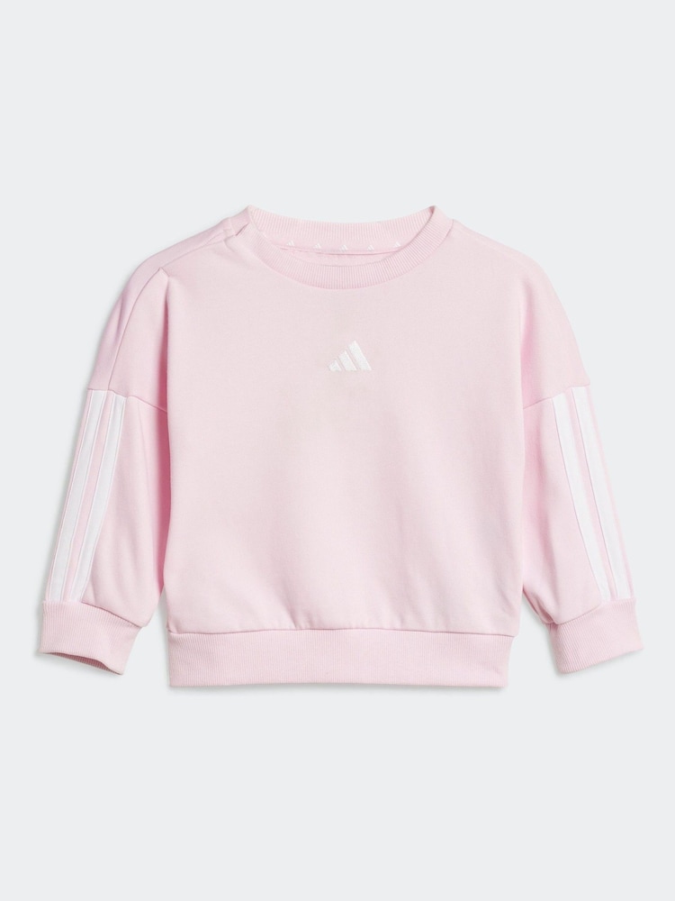 adidas Pink Essentials Infant 3 Stripe Tracksuit - Image 2 of 7