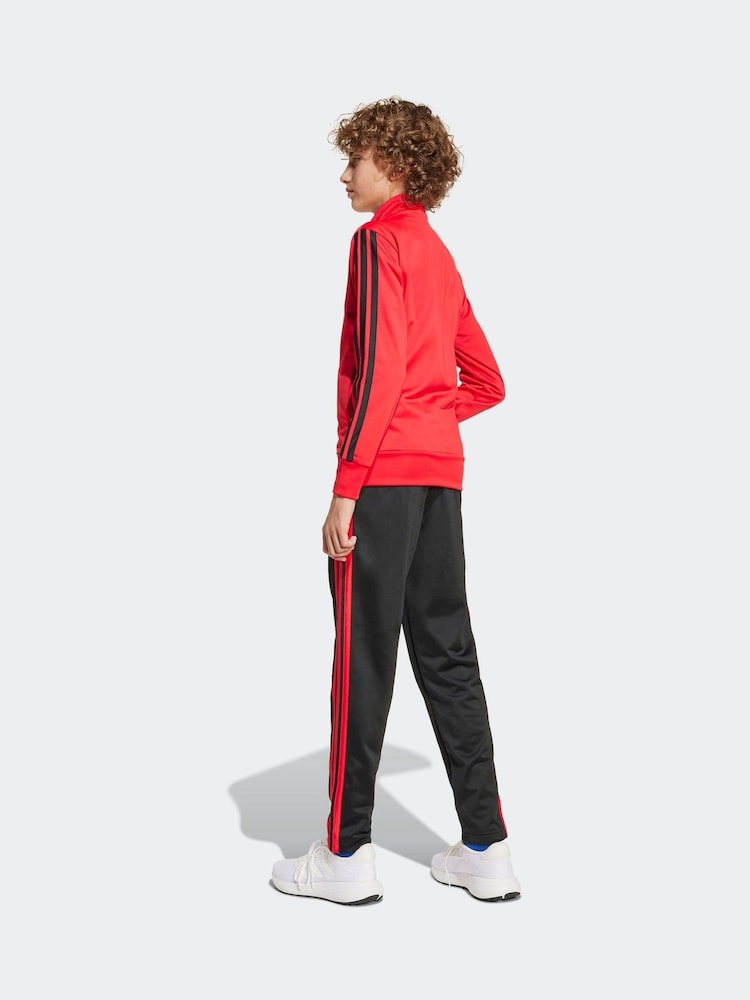 adidas Red 3 Stripe Tracksuit - Image 2 of 8