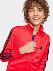 adidas Red 3 Stripe Tracksuit - Image 4 of 8