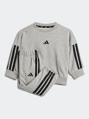 adidas Grey Essentials Infant 3 Stripe Tracksuit - Image 1 of 7