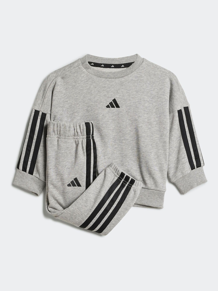 adidas Grey Essentials Infant 3 Stripe Tracksuit - Image 1 of 7