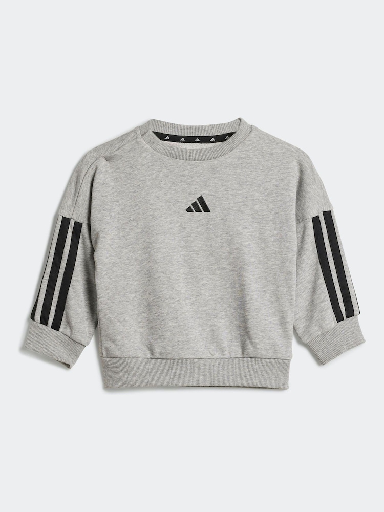 adidas Grey Essentials Infant 3 Stripe Tracksuit - Image 2 of 7