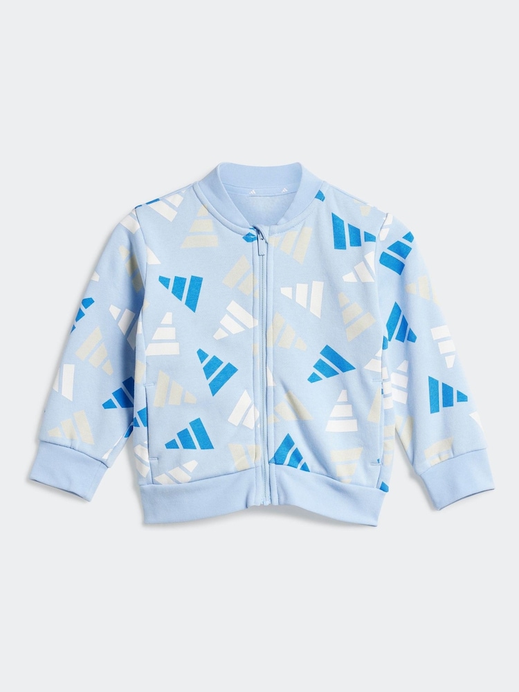 adidas Blue Essentials Infant Logo Celebration Fleece Tracksuit - Image 2 of 7