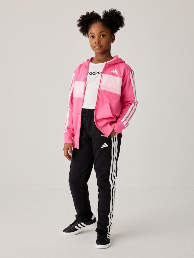 adidas Pink Essentials Tiberio 3 Stripe Tracksuit - Image 1 of 10