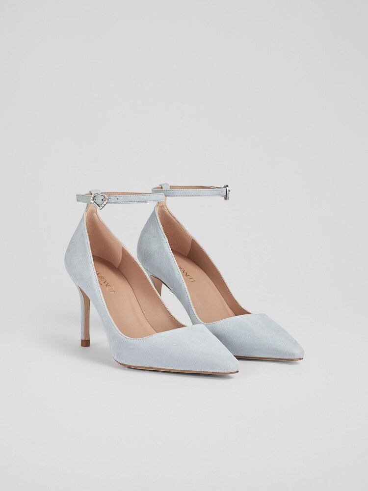 LK Bennett Aqua Blue Catelyn Suede Ankle Strap Closed Court Shoes - Image 2 of 3