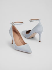 LK Bennett Aqua Blue Catelyn Suede Ankle Strap Closed Court Shoes - Image 3 of 3