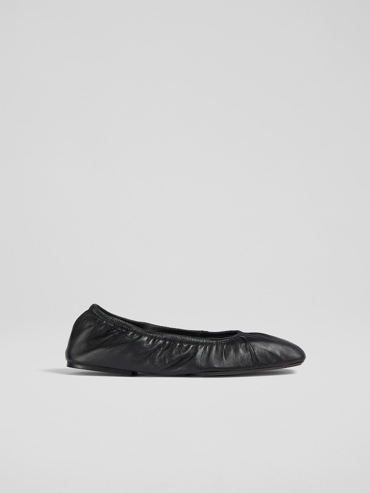 LK Bennett Black Folded Tayla Ballerina Flats - Image 1 of 4