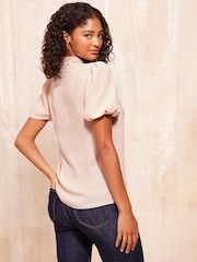 Friends Like These White Short Sleeve Bow Front Crepe Blouse - Image 4 of 4