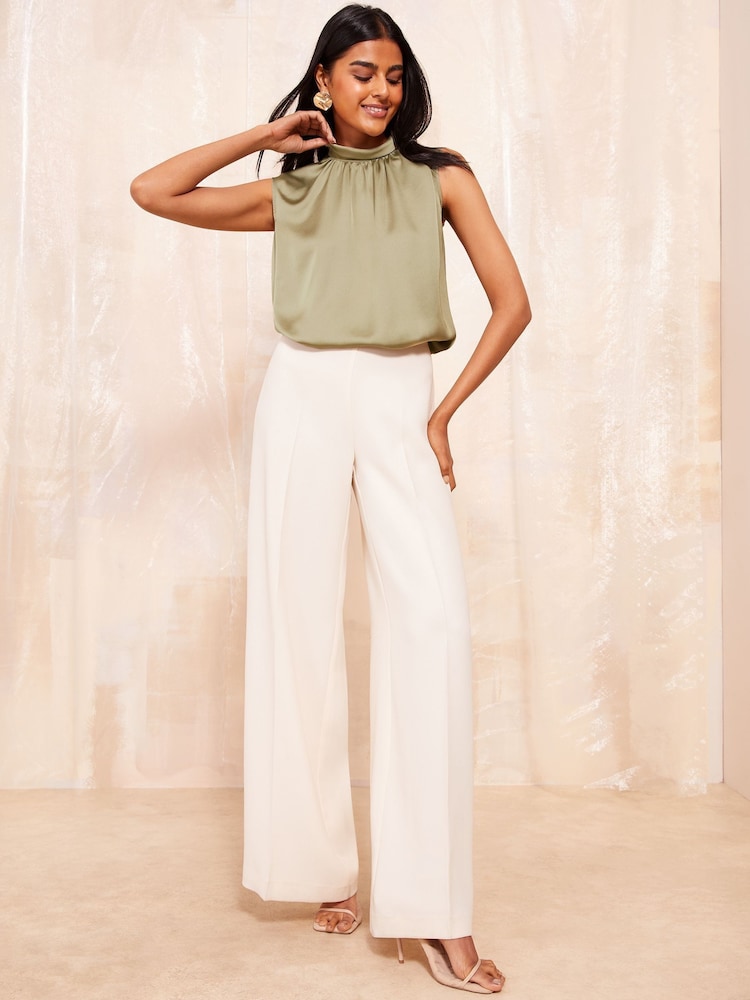 Friends Like These Green High Neck Satin Sleeveless Top - Image 2 of 4