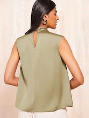 Friends Like These Green High Neck Satin Sleeveless Top - Image 4 of 4