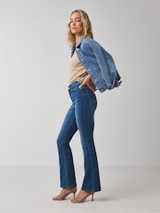 JD Williams Dark Blue High Waist Supersoft Bootcut Jeans - Image 4 of 5