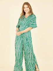Yumi Green Kimono Sleeve Jumpsuit - Image 1 of 5