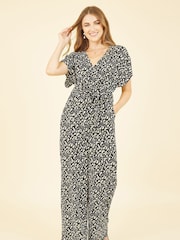 Yumi Black Animal Print Kimono Jumpsuit - Image 4 of 5