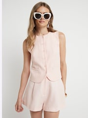 River Island Linen Blend Pleated Shorts - Bild 3 von 3