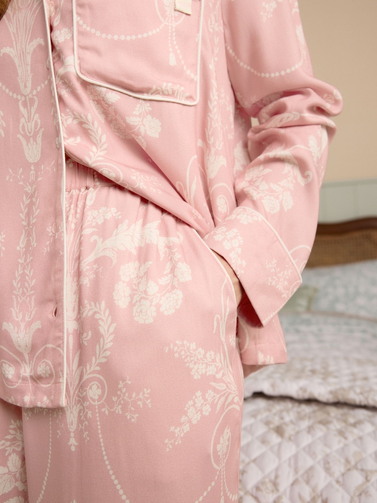 Laura Ashley Pink Josette Button Through Pyjamas Set - Image 4 of 9