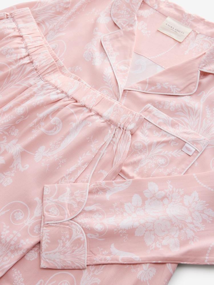 Laura Ashley Pink Josette Button Through Pyjamas Set - Image 8 of 9