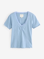 Laura Ashley Navy Sprig Jersey 100% Cotton Pyjamas Set - Image 7 of 8
