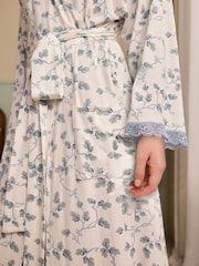 Laura Ashley White Jersey Viscose Becknall Leaves Robe - Image 5 of 5
