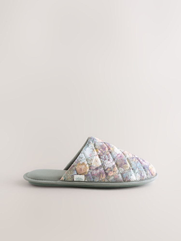 Laura Ashley Green Matild Quilted Mules - Image 2 of 6