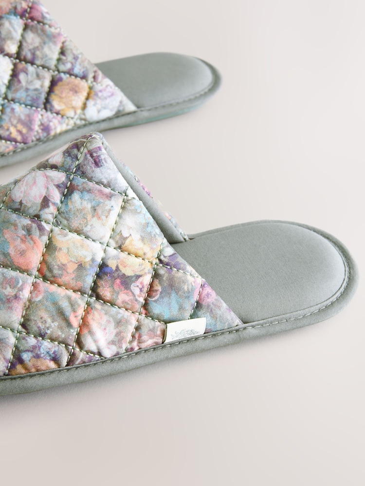 Laura Ashley Green Matild Quilted Mules - Image 4 of 6