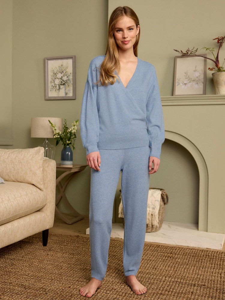 Laura Ashley Blue Knit Lounge Trousers - Image 1 of 5