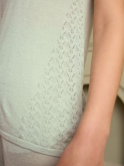 Laura Ashley Sage Silk Pointelle Lounge Vest Top - Image 5 of 9