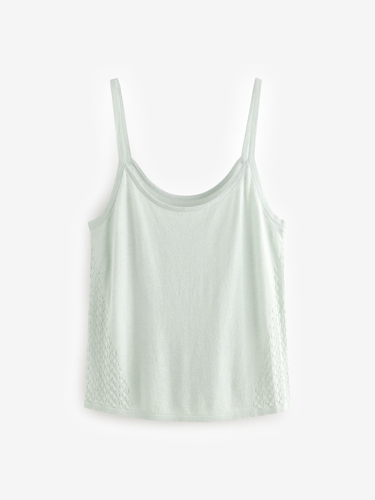 Laura Ashley Sage Silk Pointelle Lounge Vest Top - Image 6 of 9