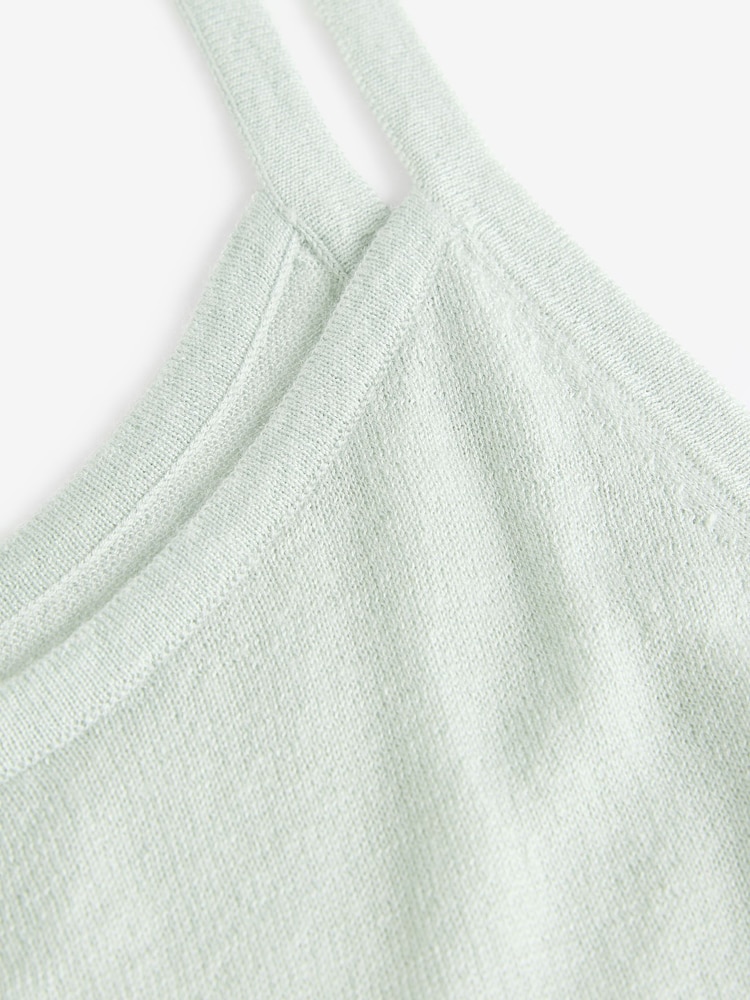 Laura Ashley Sage Silk Pointelle Lounge Vest Top - Image 8 of 9