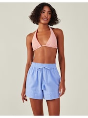 Accessorize Blue Broderie Cotton/Linen Mix Beach Shorts - Image 1 of 4