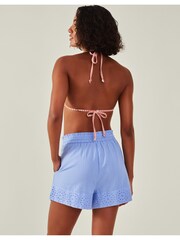 Accessorize Blue Broderie Cotton/Linen Mix Beach Shorts - Image 2 of 4