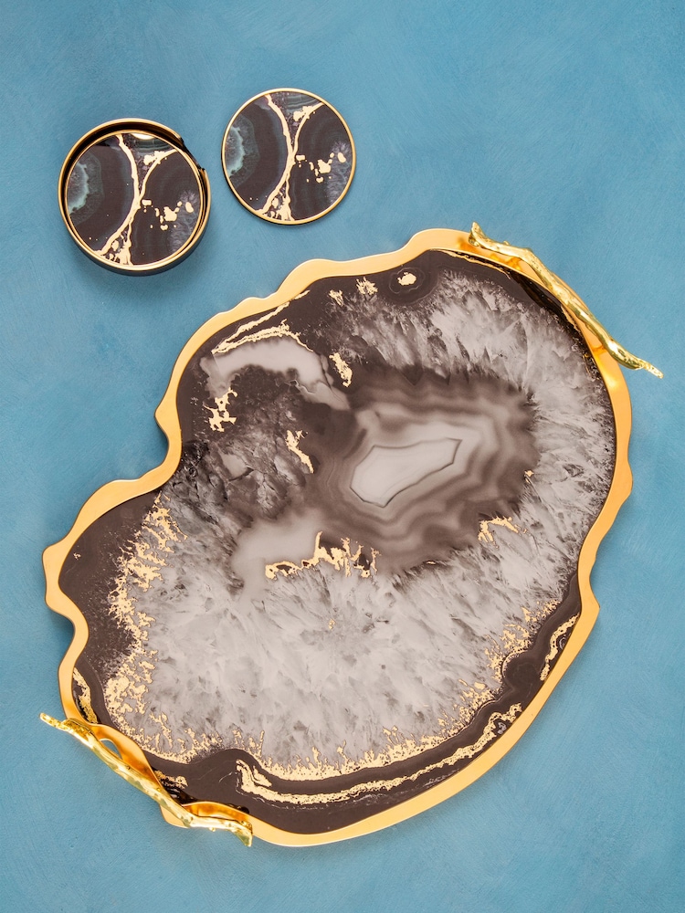 Interiors by Premier Black and Gold Celina Tray - Image 2 of 6