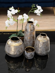 Interiors by Premier Gold and Grey Orvena Small Ceramic Vase - Image 1 of 4