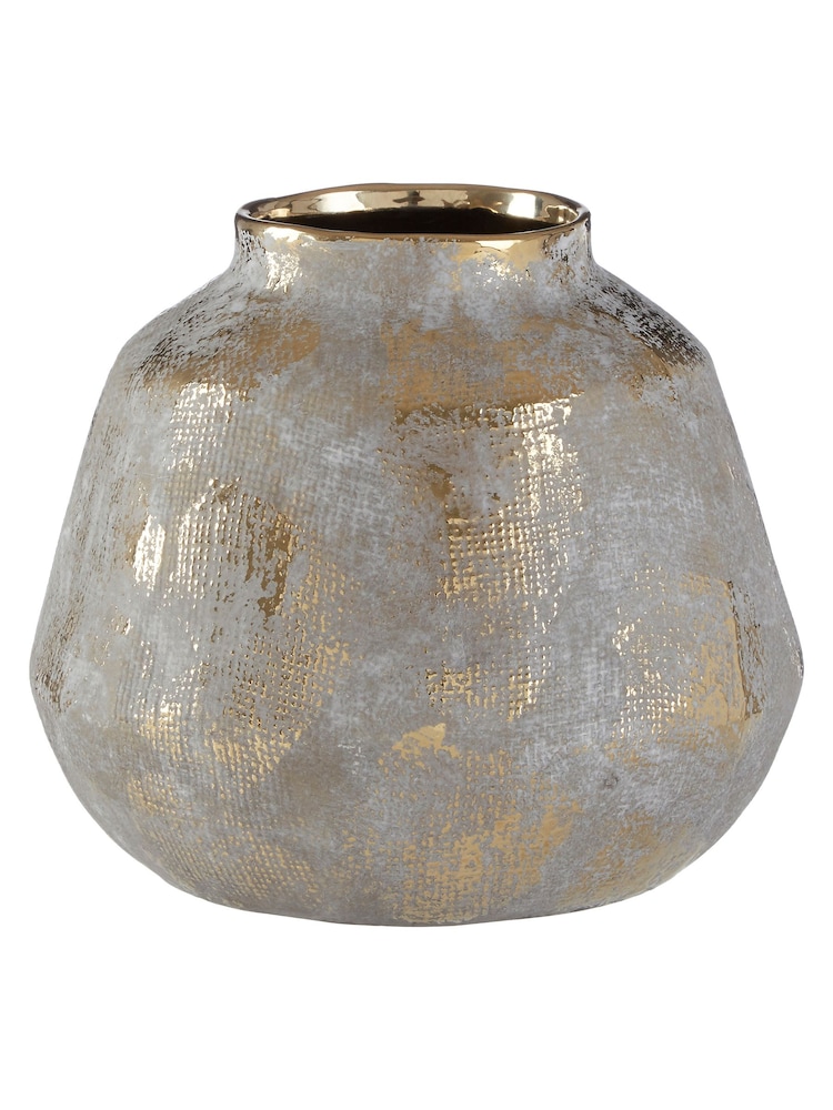 Interiors by Premier Gold and Grey Orvena Small Ceramic Vase - Image 4 of 4