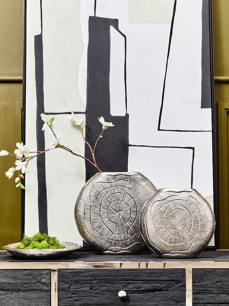 Fifty Five South Silver Small Silva Oak Effect Finish Vase - Image 7 of 7
