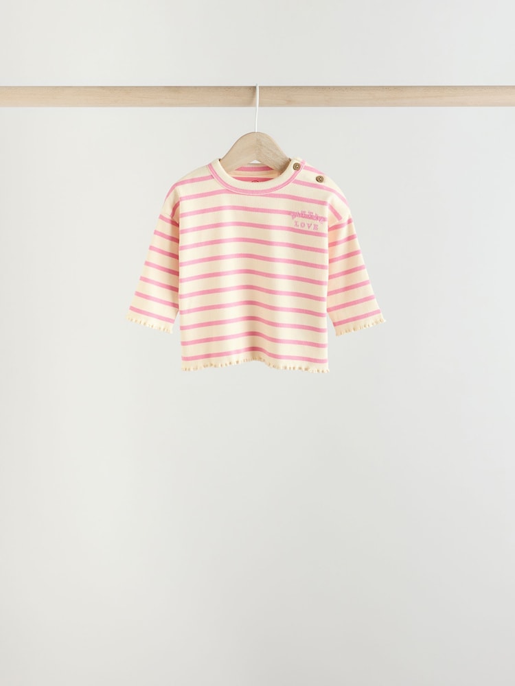 Pink/ White Baby Long Sleeve Top And Leggings 6 Piece Set (0mths-3yrs) - Image 3 of 16