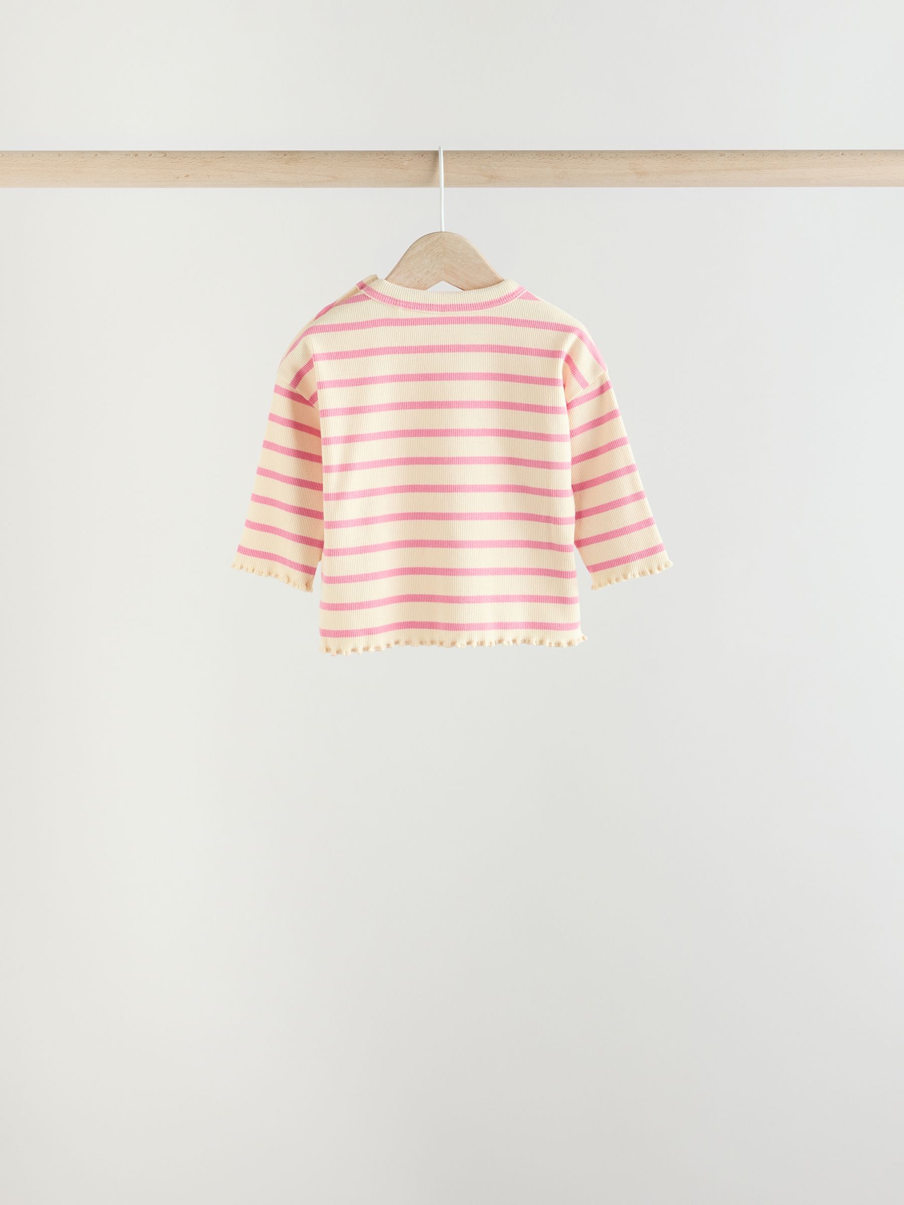 Babyhug Cotton Knit Full Sleeves Top & Lounge Pants Set With Floral Print - Cream & Pink