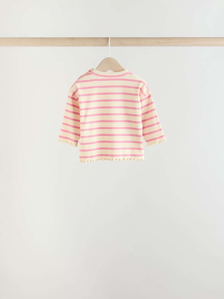 Pink/ White Baby Long Sleeve Top And Leggings 6 Piece Set (0mths-3yrs) - Image 4 of 16