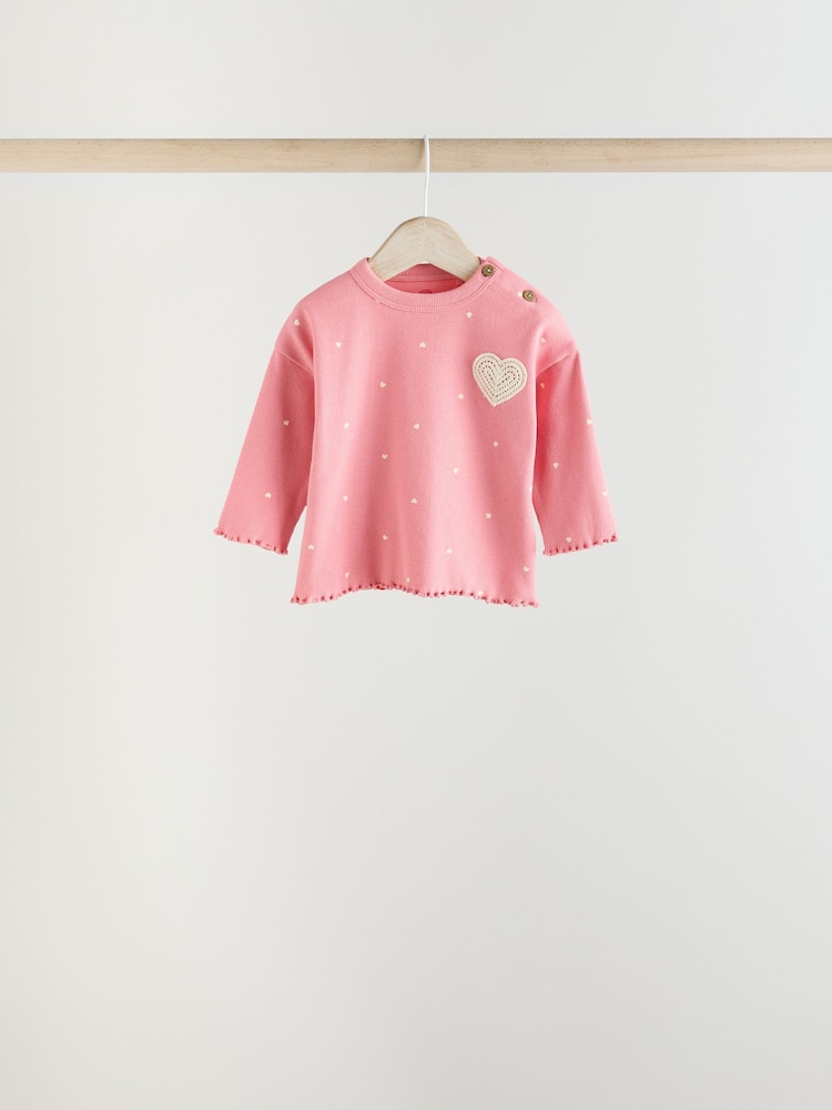 Pink/ White Baby Long Sleeve Top And Leggings 6 Piece Set (0mths-3yrs) - Image 5 of 16